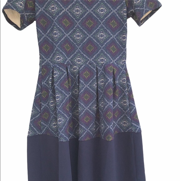 LULAROE size medium navy blue diamond print Amelia dress - Picture 6 of 10